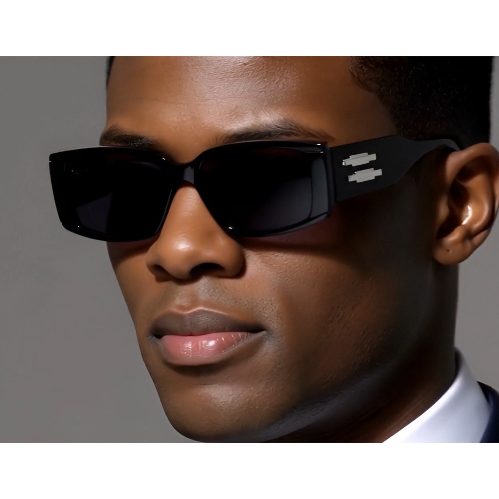 Sunglasses Fashion Designer Men Square Black Trendy Gold UV400 Protection Lentes